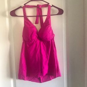NWOT hot pink halter neck swim tankini top